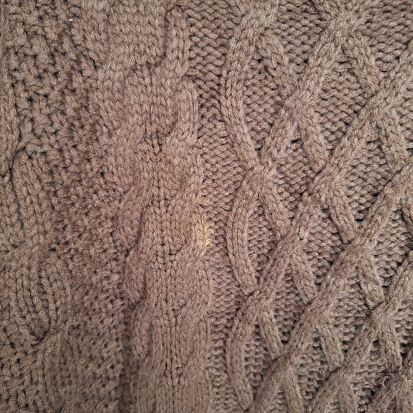 Unisex Oversized Cable Knit Sweater SzXL Long Sleeves Brown Loose Knit - Picture 3 of 8